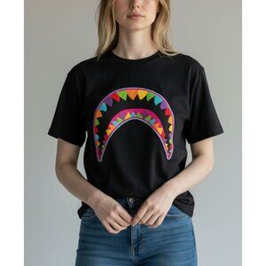 Eternity BC/AD Large Black T-Shirt With Colorful Embroidered Design